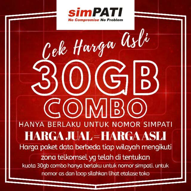 Kuota murah telkomsel simpati 30gn combo OMG harga asli