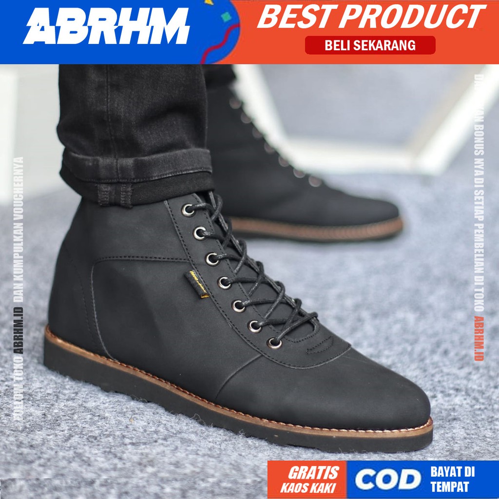 ABRHM x BARA Sepatu Boots Casual Pria kulit Sintetis Kasual Kerja boot Cowok Original