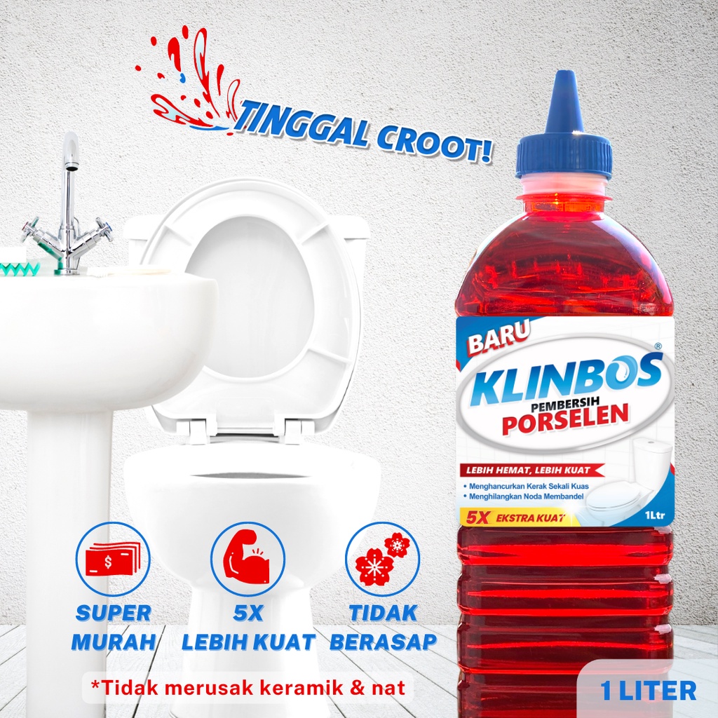 GROSIR KLINBOS ISI 15 BOTOL - Pembersih Kerak 5X Lebih Kuat Untuk Kamar Mandi Keramik Toilet Kaca WC