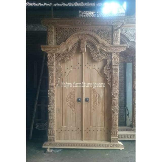 pintu rumah gebyok JATI mewah/pintu utama sett full ukiran(mentahan)