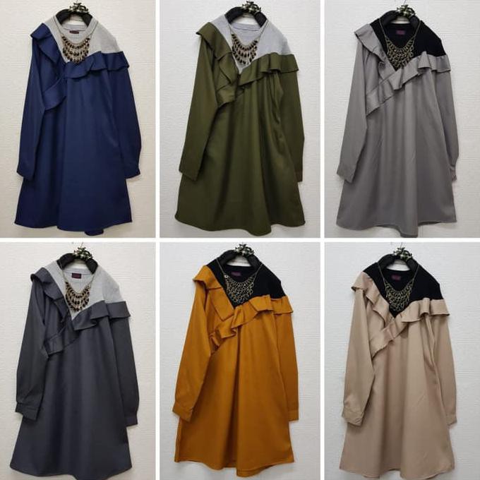 DISAIN TUNIK TERBARU FASH - ATASAN TUNIK FASHION WANITA COTTON MODIS SOPAN TRENDY HR1