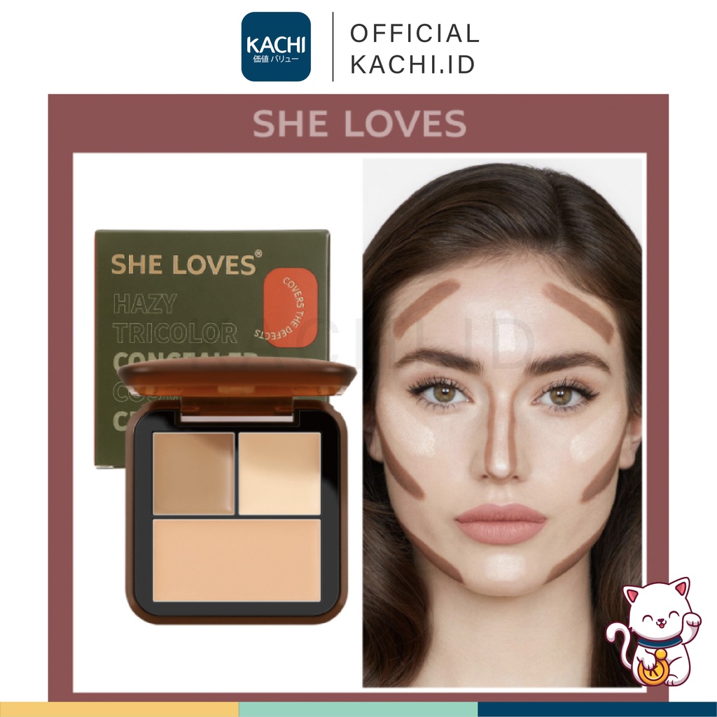 KACHI - SHE LOVES Hazy Tricolour Concealer Cosmetic Cream Penyamar Original Sheloves SL025