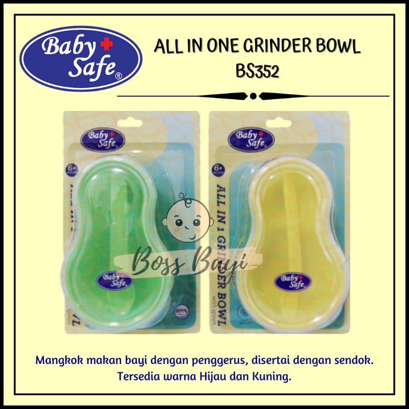 BABY SAFE All in One Grinder Bowl with Spoon BS352 Mangkok Bayi dengan Penggerus dan Sendok