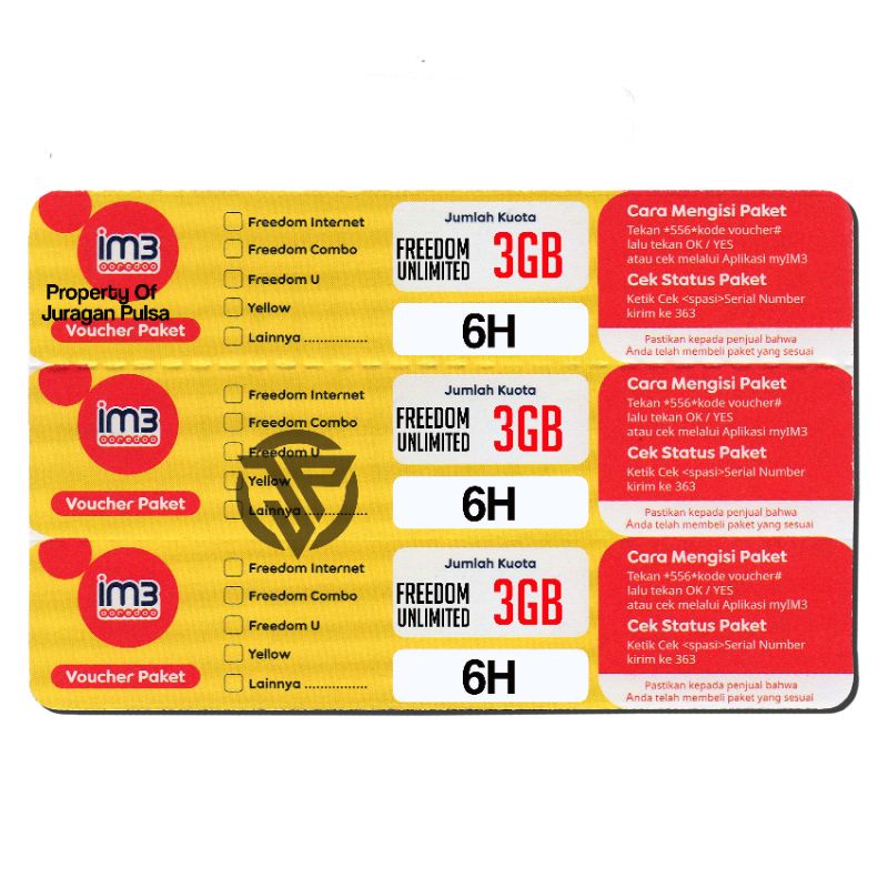 Voucher Indosat 3GB Freedom U 6Hari