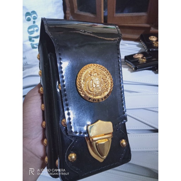 SARUNG HP TEMPAT HP PINGGANG POLISI POLRI TRIBRATA LOGO LOGAM COR