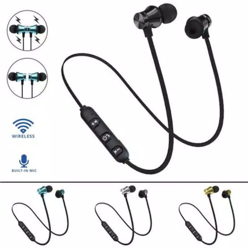 Handsfree Earphone Hanset Bluetooth Sport Magnetic Buds In-Ear