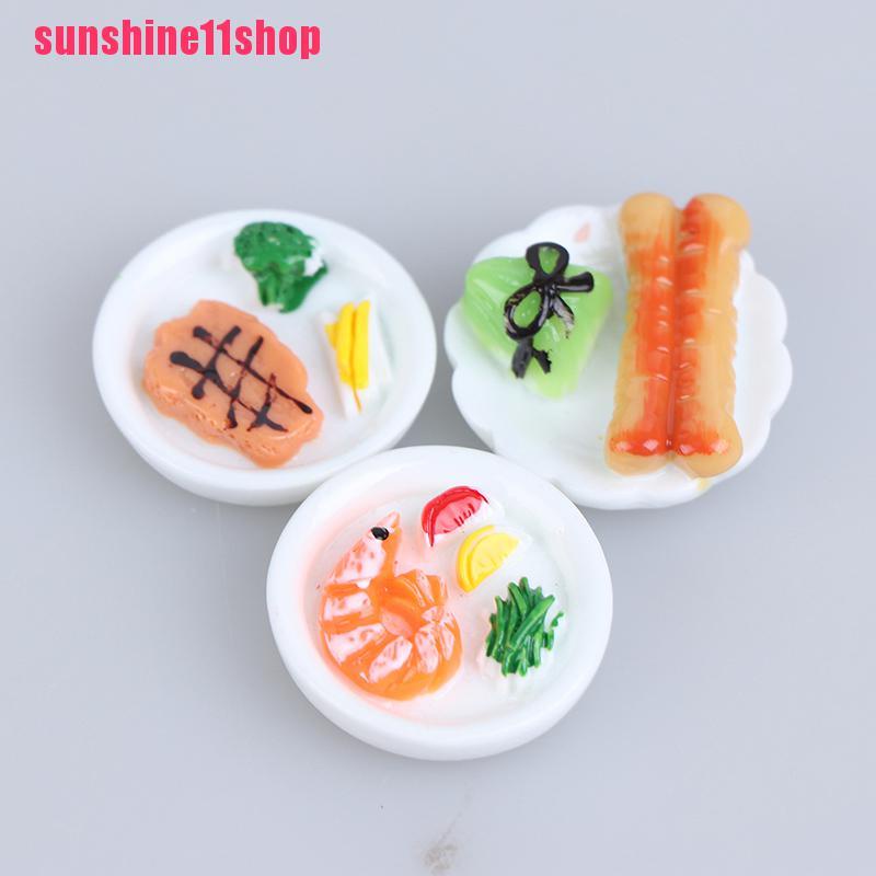 5pcs Miniatur Piring Telur Roti Skala 1: 12 Untuk Rumah Boneka