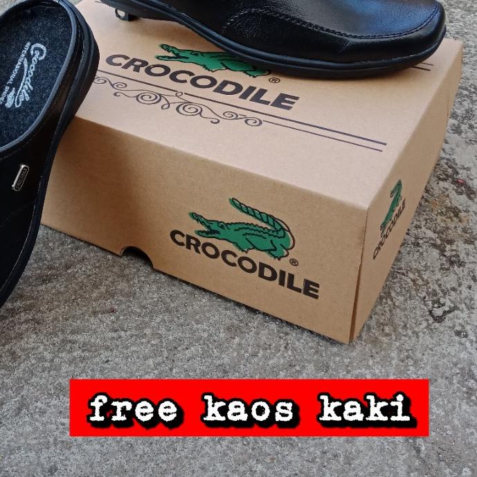 SEPATU SANDAL PRIA CROCODILE KULIT PU WARNA HITAM DAN COKLAT UKURAN 38-39-40-41-42-43