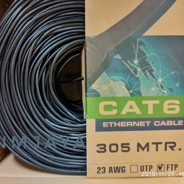 Spectra kabel lan outdoor ftp cat6 30 meter siap pakai sudah dipasang rj45 besi dan plugbooth hitam