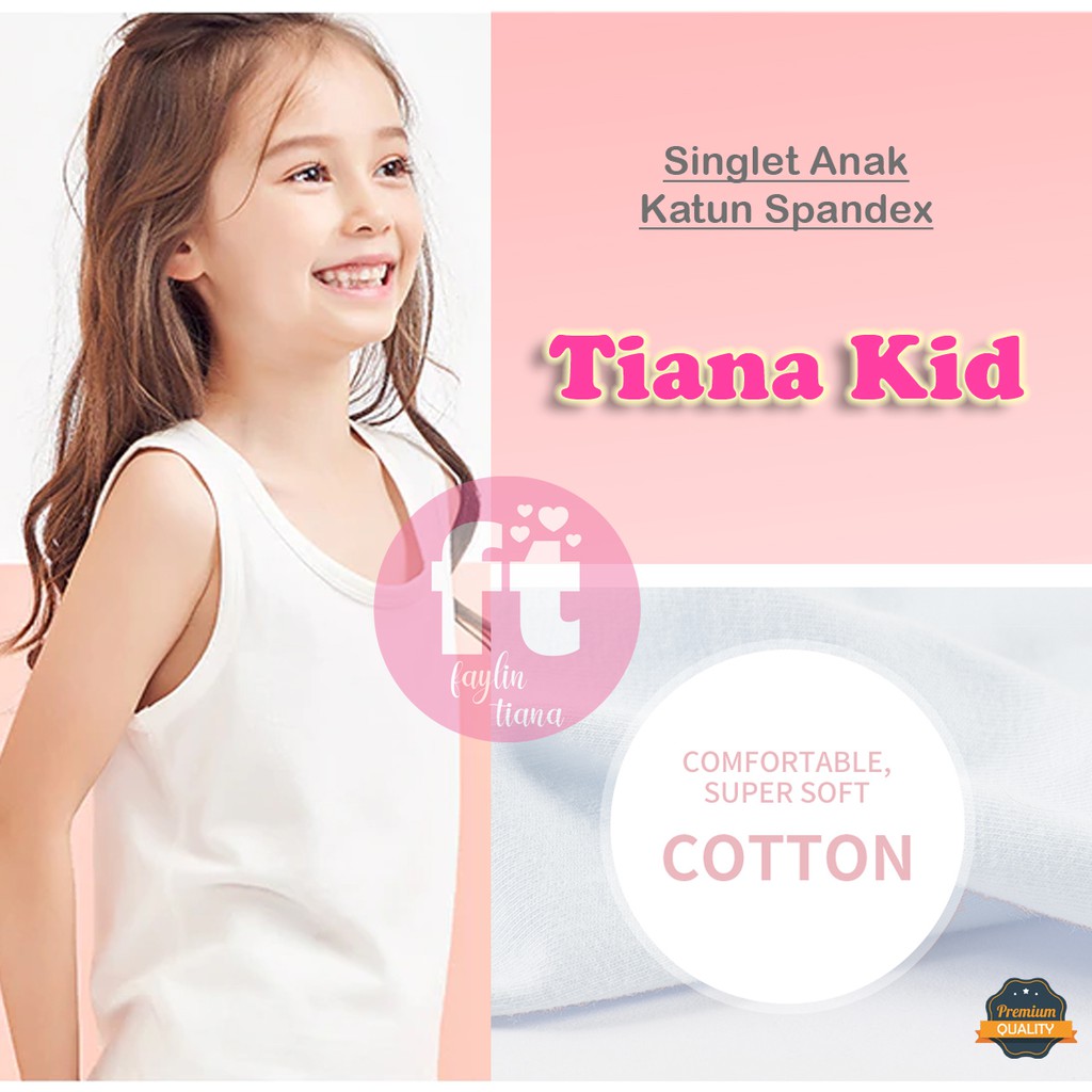 TIANA KIDS | Singlet Anak Putih KATUN SPANDEX / Tanktop Anak Putih / art TNK TB-02 PUTIH Tali Besar