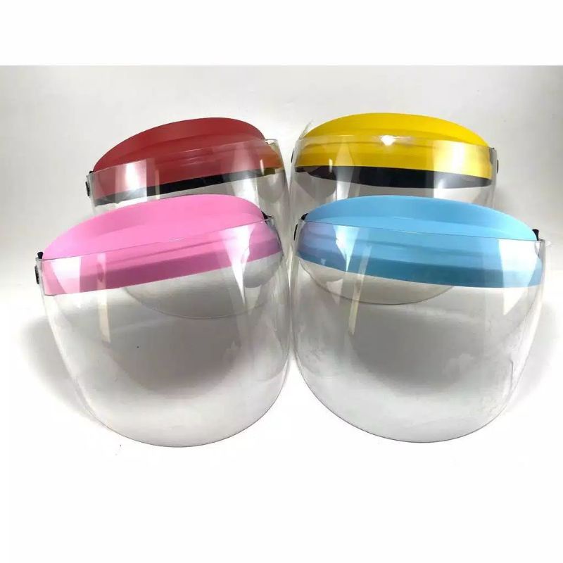 FACE SHIELD AKRILIK MODEL HELM UNTUK DEWASA DAN ANAK WARNA WARNI TRANSPARAN CLEAR BENING FULL FACE