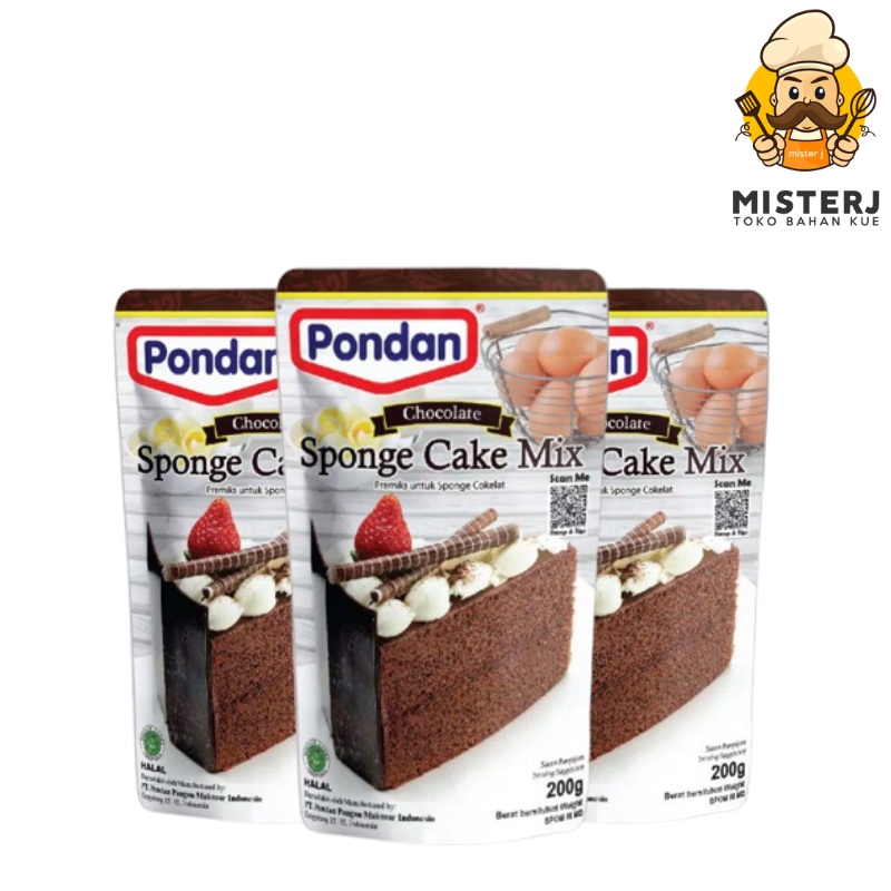 Jual Pondan Sponge Cake Mix Coklat 200 g Pouch / Sponge Cake Mix Coklat