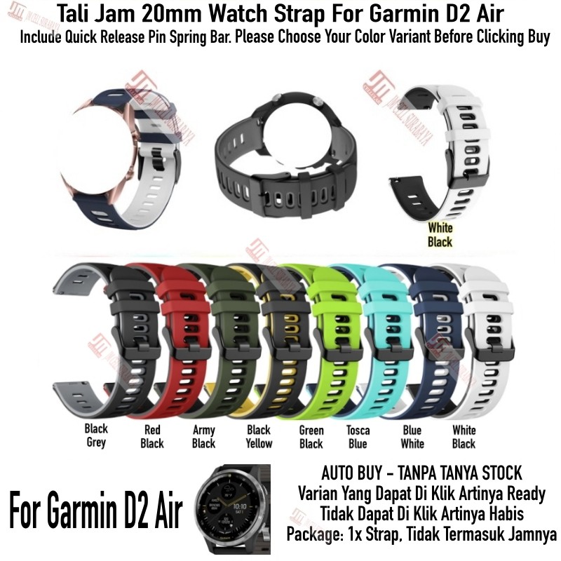 Tali Jam Tangan 20mm Watch Strap Garmin D2 Air - Dual Tone Rubber Silikon Sport