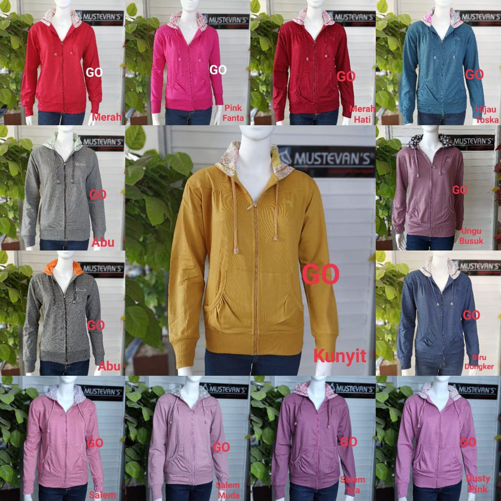 bego MUSTEVANS JAKET WANITA Sweater Polos Katun Jaket Cewek Casual