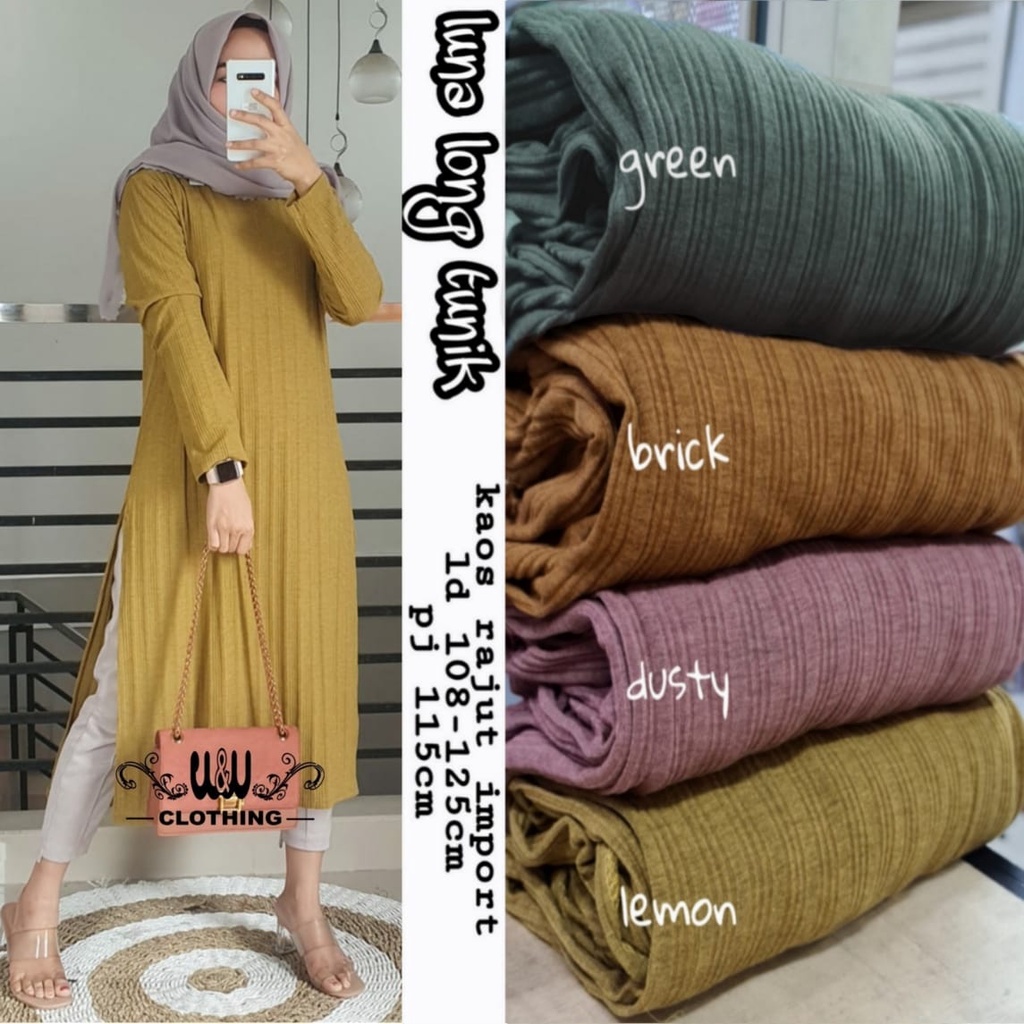 luna long tunik | long tunik polos | tunik
