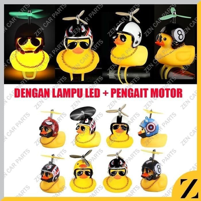 pajangan boneka bebek baling helm motor mobil stang sepeda lampu led