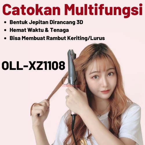 ALAT CATOKAN 2 IN 1 LURUS KERITING RAMBUT PROFESSIONAL HAIR CURL &amp; STRAIGHT OLL-XZ1108