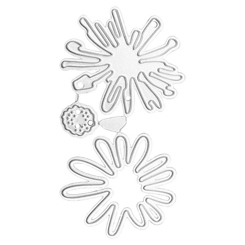 Stensil Cutting Dies Bentuk Bunga Daisy Chrysanthemum Bahan Metal Untuk DIY Embossing