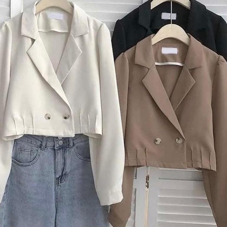 NEW ARRIVAL  9.9 PREMIUM GHEA BLAZER CROPE / OUTER WANITA BAHAN SILK [KODE 591]