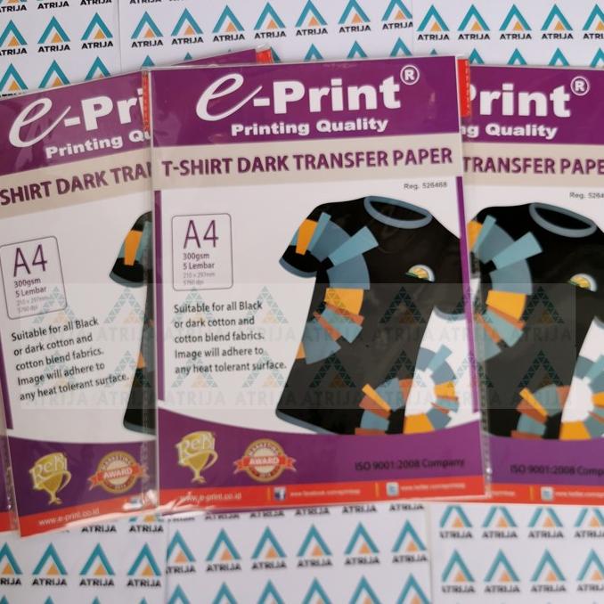 

T-Shirt Dark Transfer Paper EPrint- Kertas Print Sablon Hitam Gelap A4 Star Seller Termurah