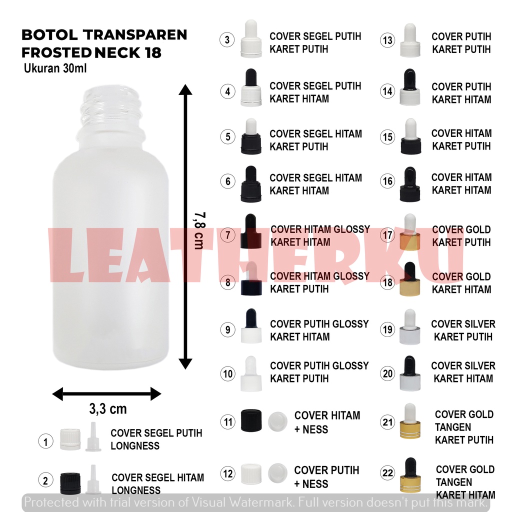 Botol Kaca Pipet Import 30 ML Transparent Frosted