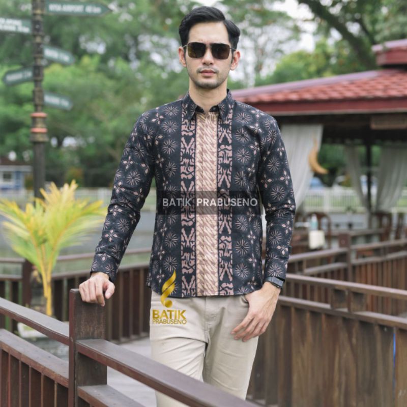 Kemeja Batik Pria Slimfit Original Prabuseno Solo Katun Printing Handmade Lapis Furing Erro Lengan P