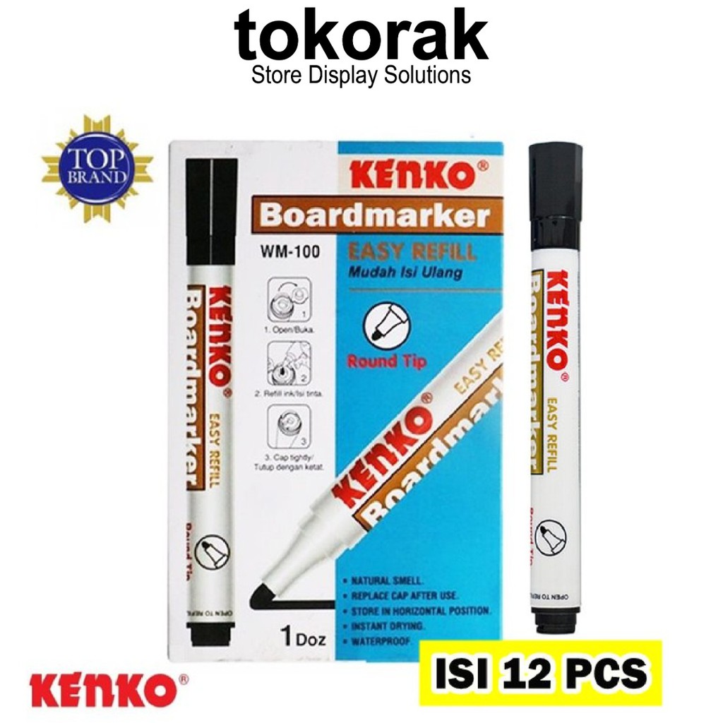 SPIDOL BOARDMARKER WM100 ISI 12 PCS KENKO - PAPAN TULIS - WHITEBOARD