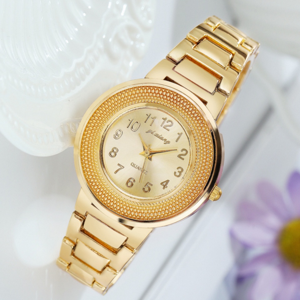 JAM TANGAN WANITA STAINLESS GOLD PESTA LEEDS IMPORT MURAH KOREA BRANDED PREMIUM BATAM MEWAH JAM082G1