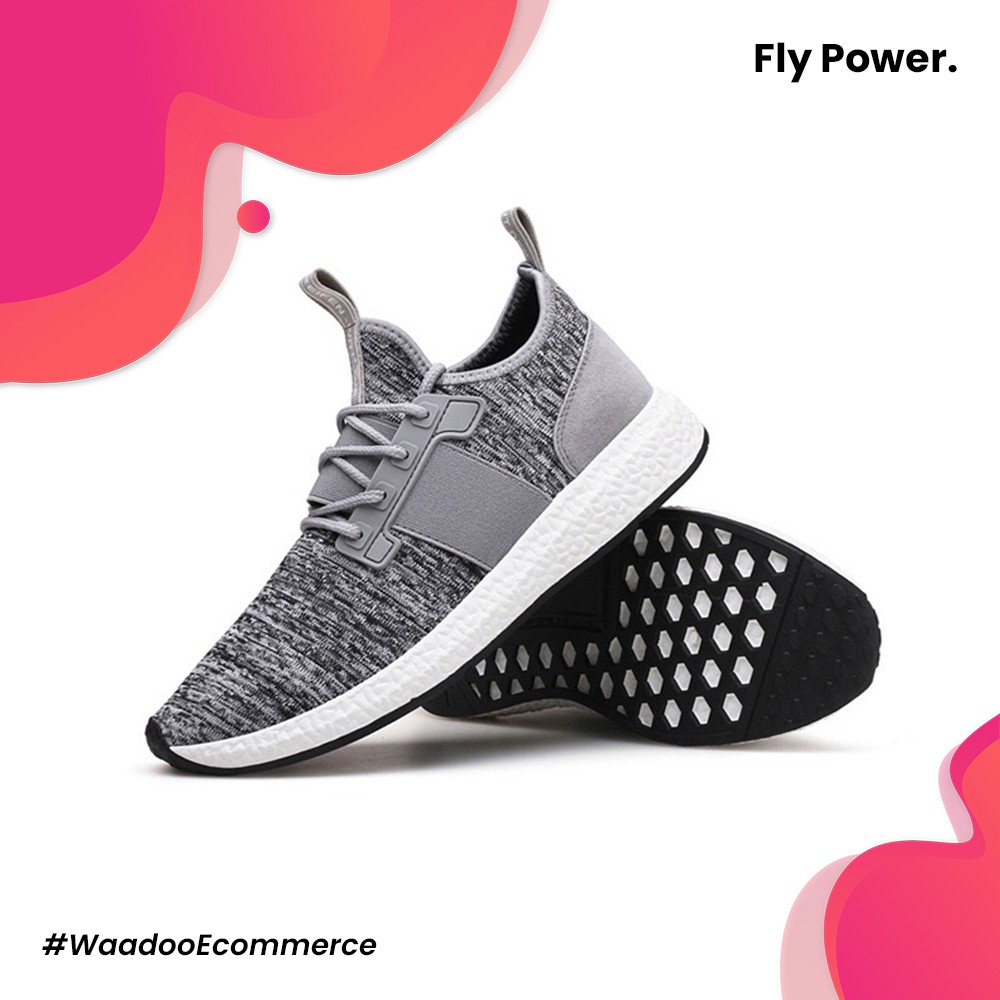 WAADOO FREE KAOS  KAKI  Pria Fly Power  Sepatu Running 