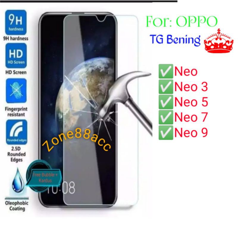 Oppo Neo 3 5 7 9 Antigores Bening Tempered Glass Screen Guard protector TG High Quality