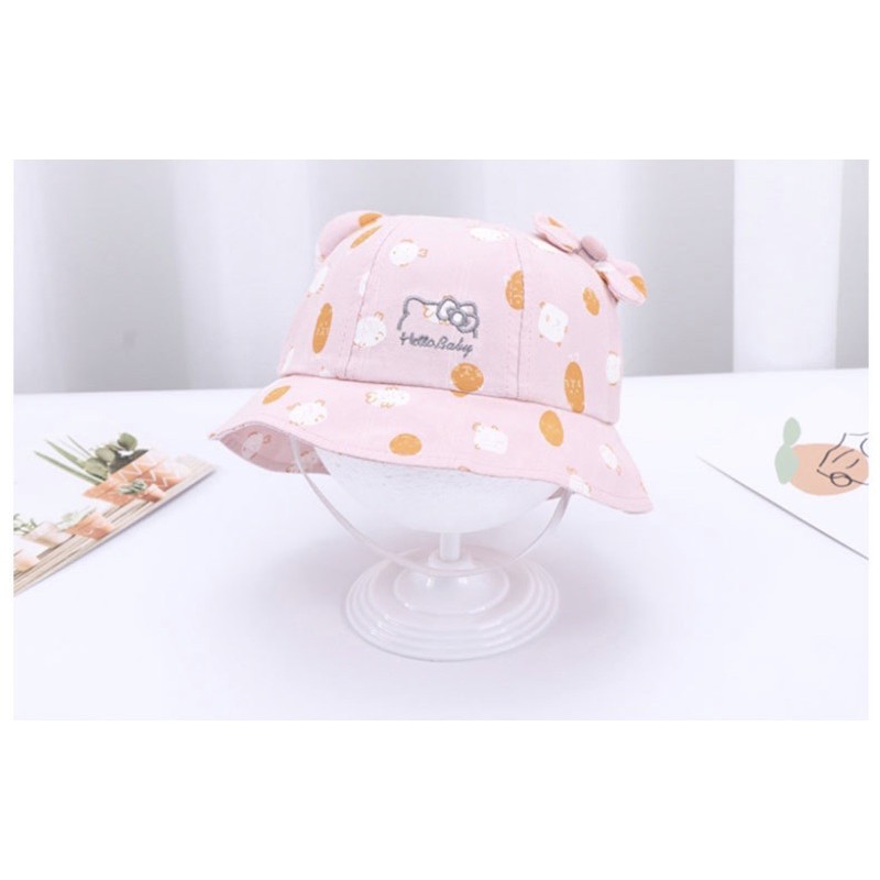 (LK48) Topi Bucket Anak Bayi Balita Perempuan Model Kitty Impor-Pink