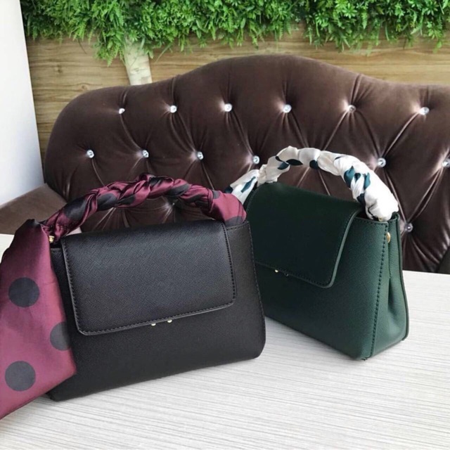 ZARA MINI CITY BAG WITH POLKADOT PRINTED SCRAF