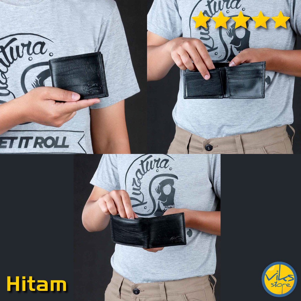 Dompet Cowok Pria Bahan Kulit Sintesis Wallet Polos Hitam Coklat