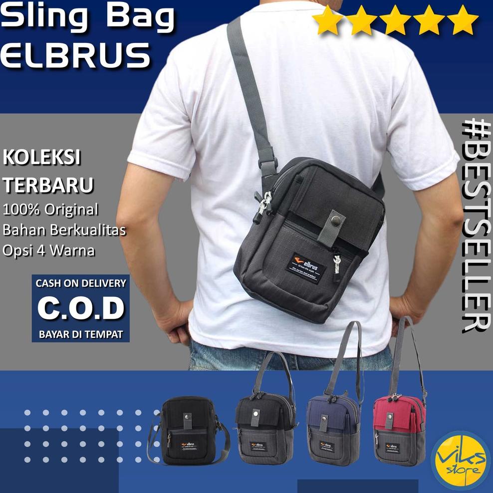 Tas Selempang Pria Cowok Sling Bag Elbrus Original Slingbag Tas Gantung Kecil Hp Dompet Multifungsi 