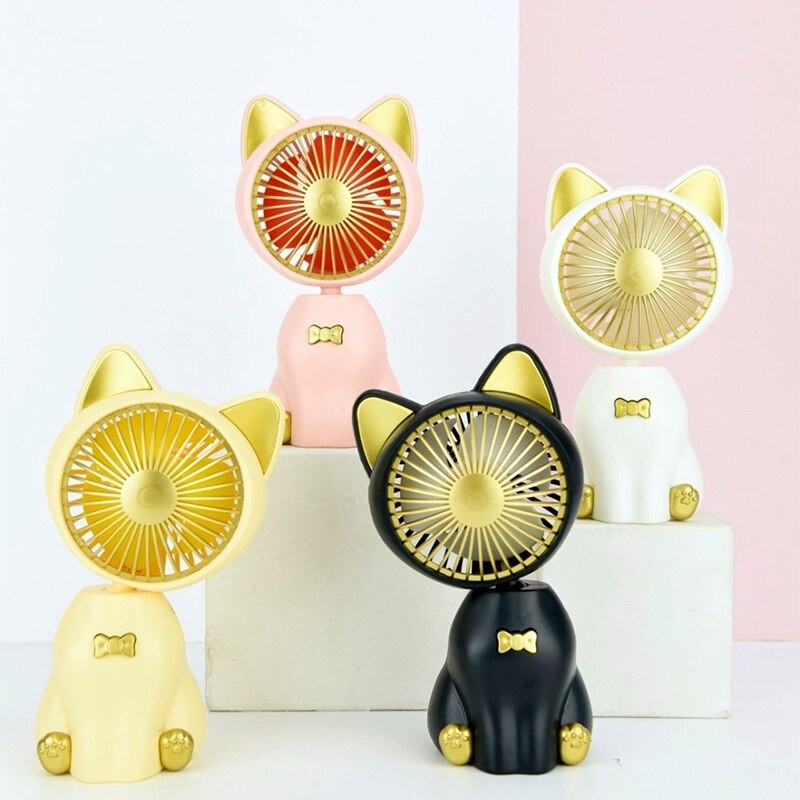 kipas mini kucing kipas angin mini kipas portable dinding karakter berdiri gantung Fans Recharge + LED