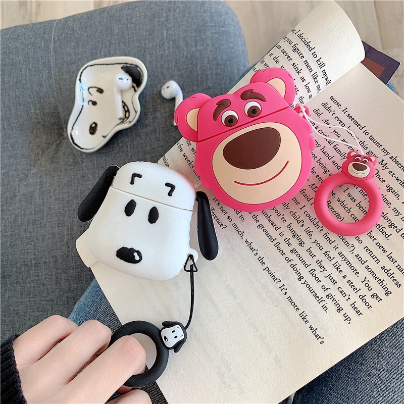 Casing Soft Case Silikon Motif Kartun Lotso Huggin Bear Snoopy Untuk Apple Airpods 1 / 2