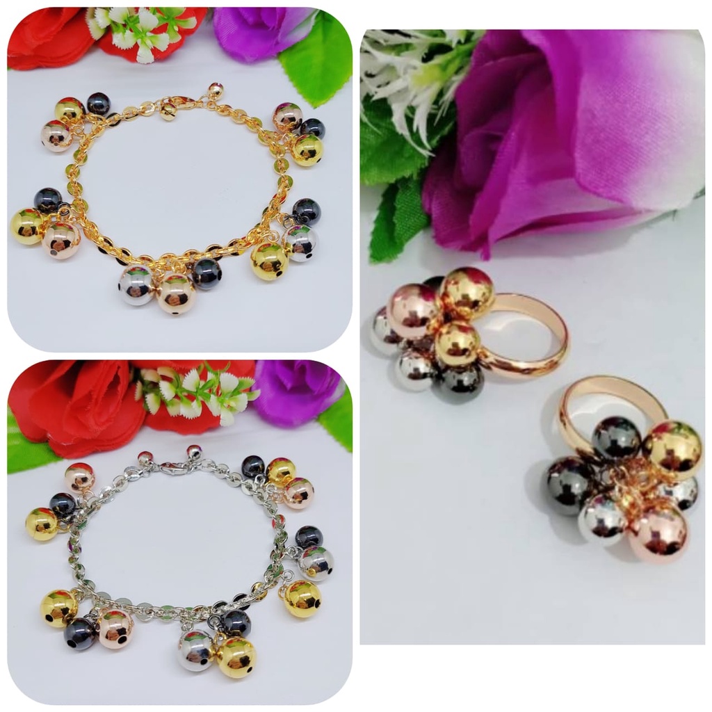 Set gelang dan cincin anggur lapis emas perhiasan xuping jewelry  0242