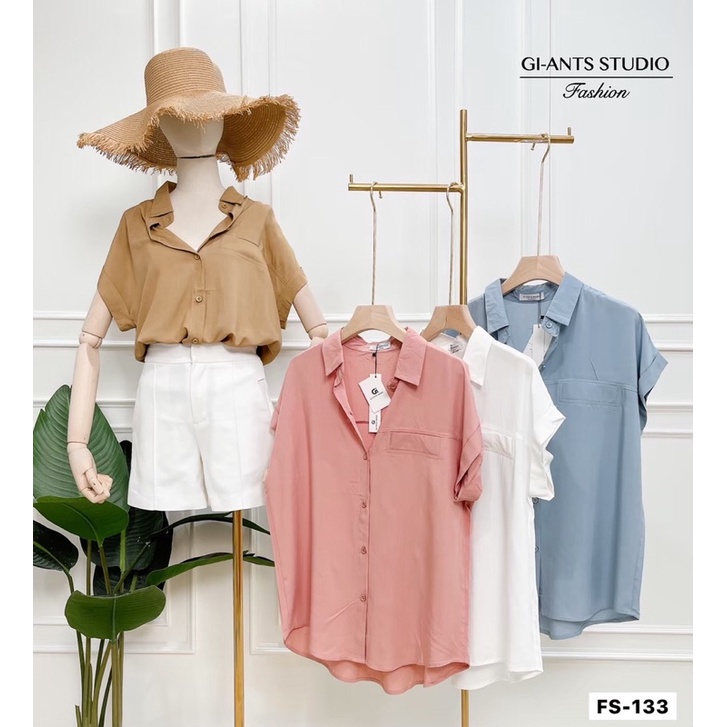 ATASAN GIANTS BASIC BLOUSE FASHION KEMEJA KANTONG SATU (BJFS133)