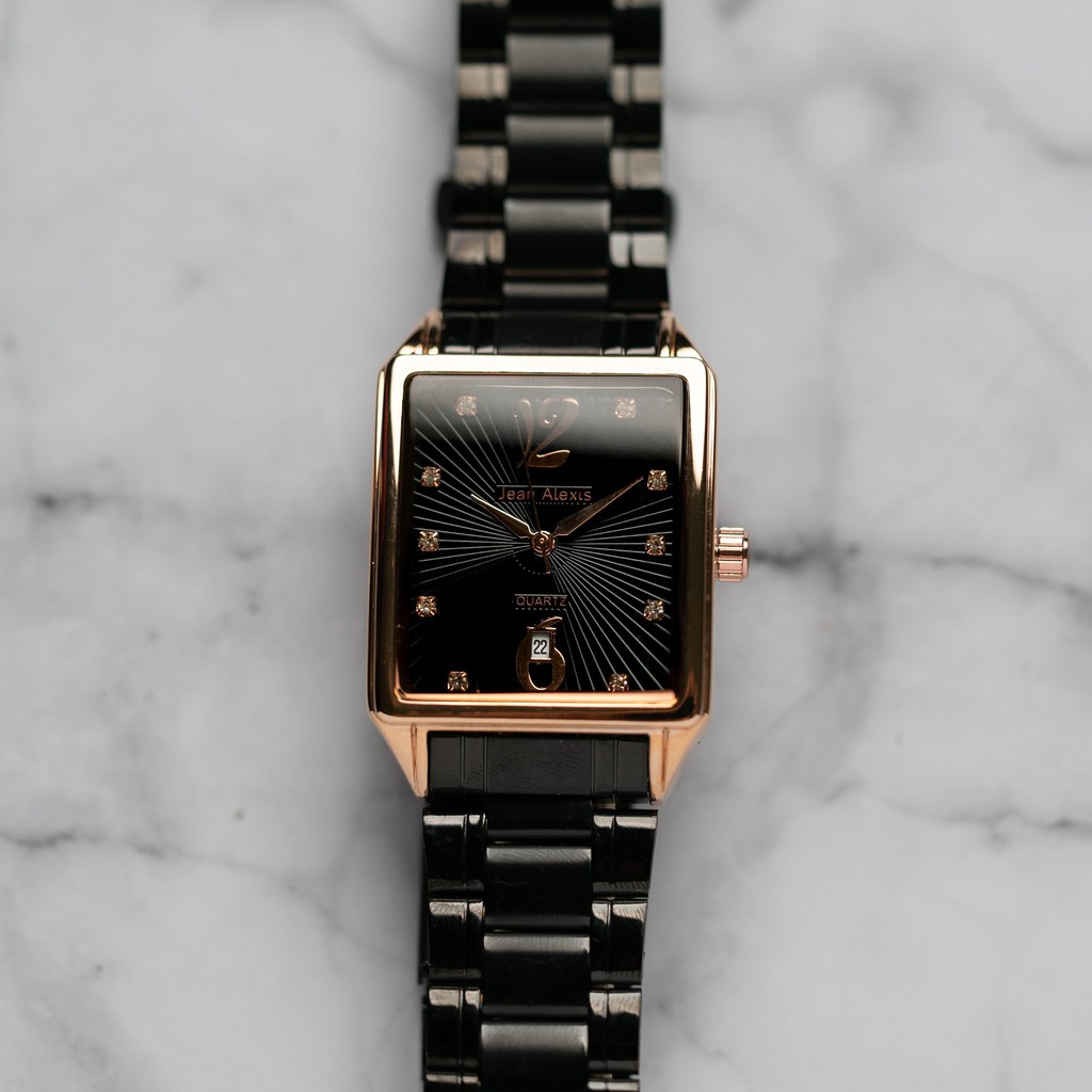 Jam Tangan Rantai Pria Cowok Anti Air Jean Alexis VILGOT JA122 - Prestige Edition - Black Dial