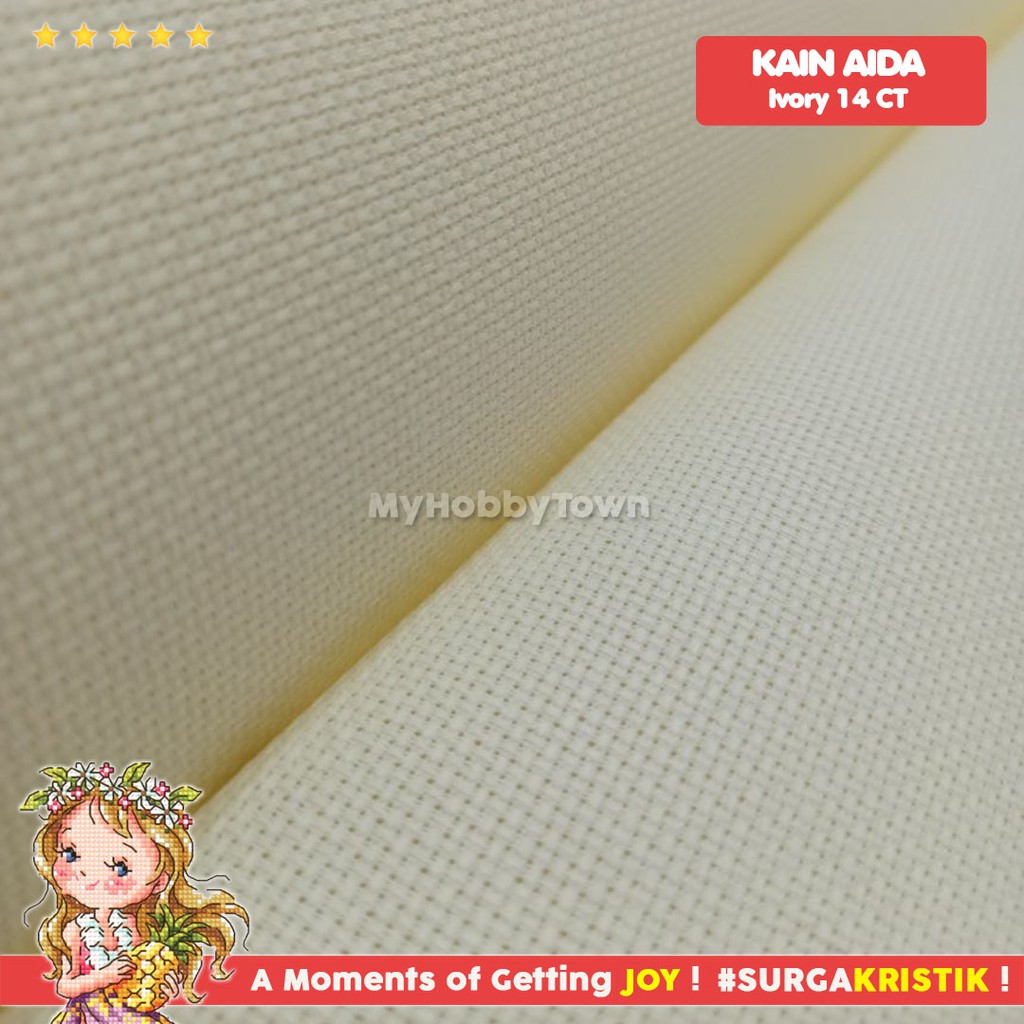 Kain Kristik Aida 14ct Ivory Cream Lebar 150 cm