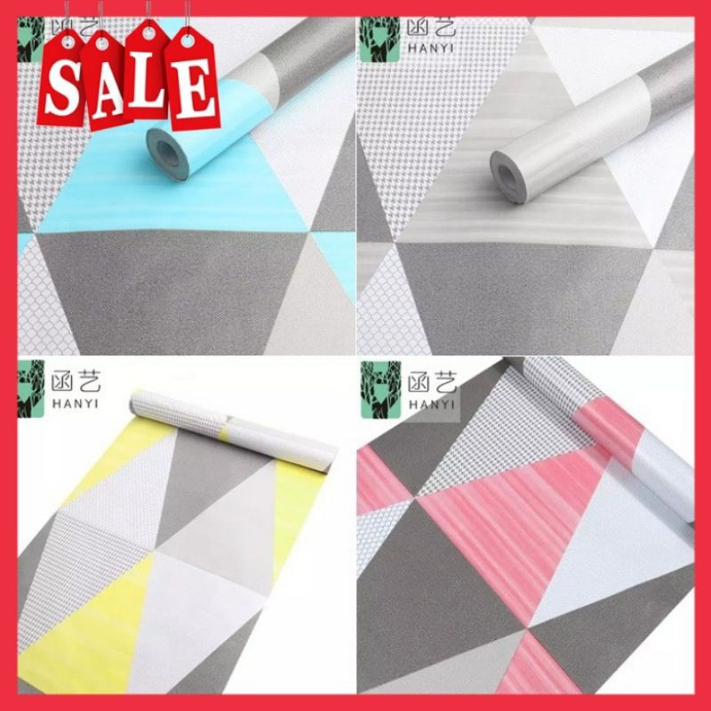 Stiker Dinding Wallpaper Dinding Dekorasi Ruangan Sticker Tembok Kayu Besi Motif Segitiga