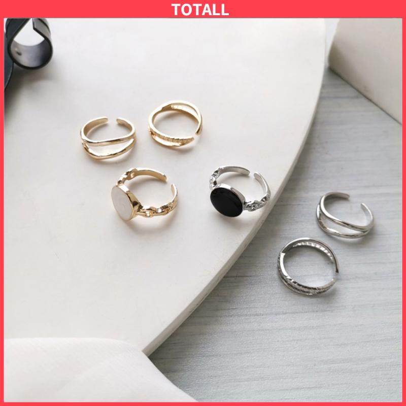 COD Cincin Retro Set Aksesoris Cincin Wanita Tiga-dalam-satu yang Dapat Disesuaikan-Totall