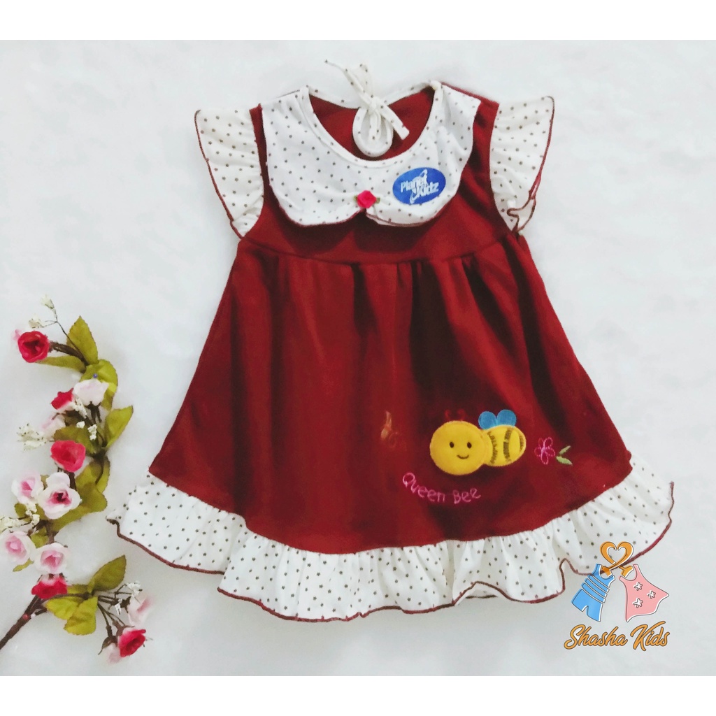 [L-018] Baju Bayi Perempuan/ Dress Bayi Perempuan Planet Kids cantik motif lucu 3-9 bln