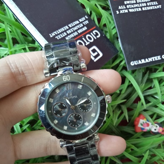 Jam tangan Giotona 7309 Silver Hitam Wanita