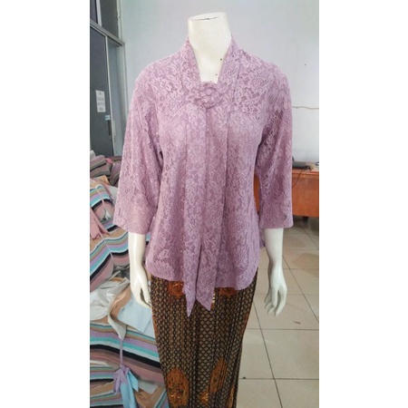(BrM92/100/110) Kebaya floy BRUKAT glitter 7/8 MANSET std-besar KeroncongBusana-Soft Purple