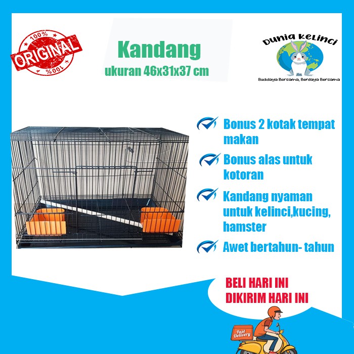 KANDANG KELINCI KUCING BURUNG MARMUT HAMSTER UKURAN 46x31x37 CM