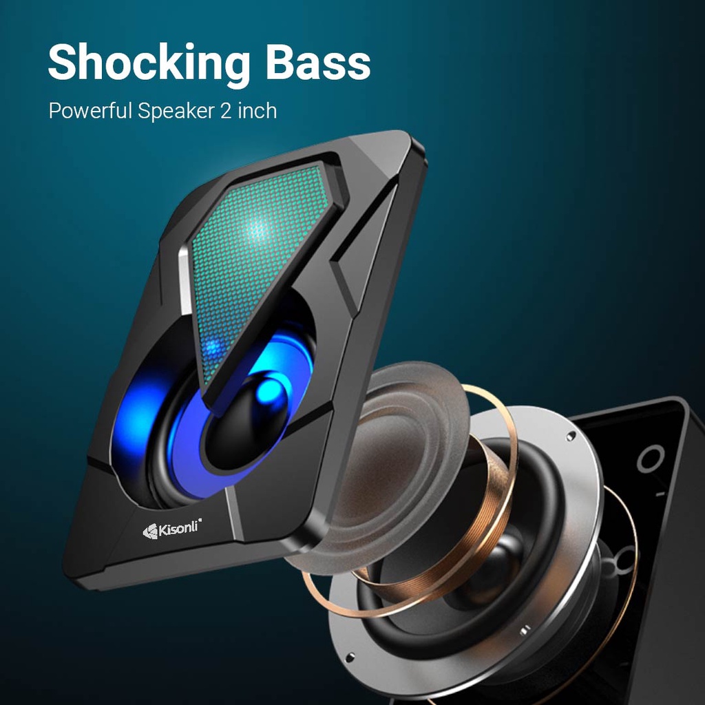 KISONLI Speaker Gaming Laptop Komputer L-9090 Led Rgb Light With Volume Control-3