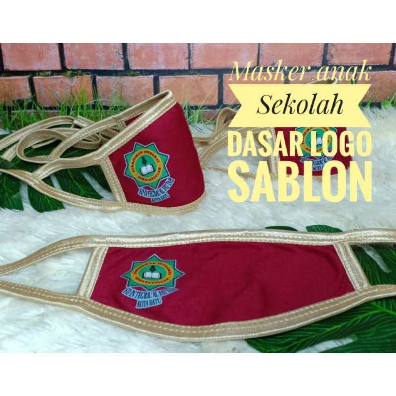 Masker anak Sekolah Dasar logo sablon