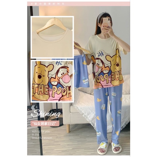 (40motif)Piyama 3 in 1 Import Murah Piyama Lengan Pendek style Korea Baju Tidur Wanita Import