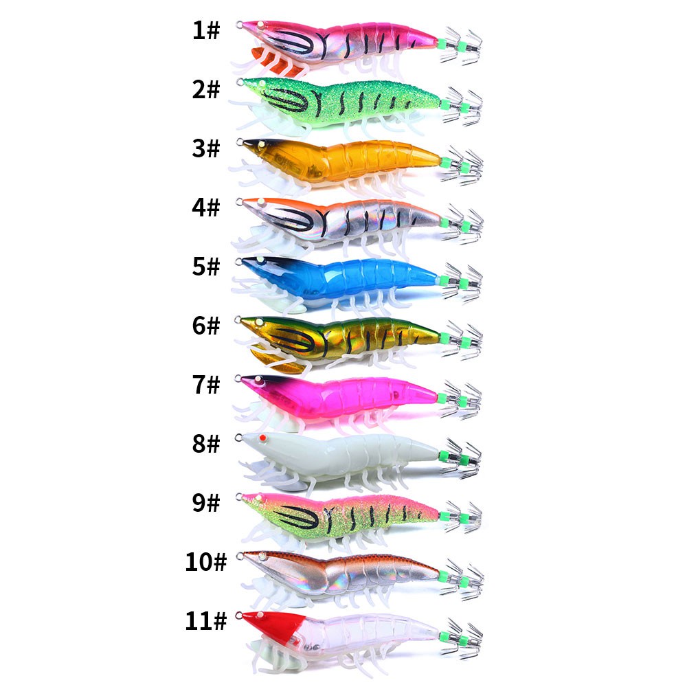 Hengjia 1pc Umpan Pancing Hard Bait Bentuk Udang / Cumi-Cumi 3d Ukuran 120mm 22.9g